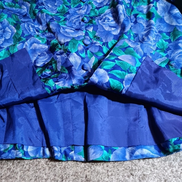 Adrianna Papell Blazer Women's Small 100% Silk Glass Stained Flowers Artsy - Picture 11 of 12